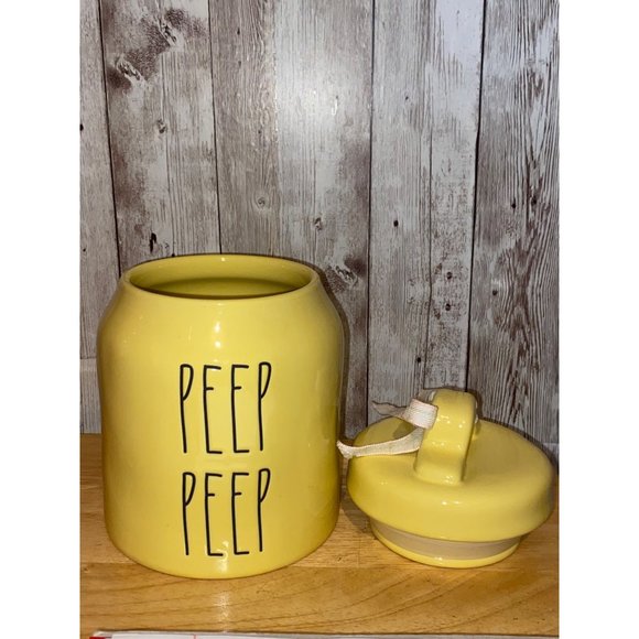 Rae Dunn Ceramic Yellow Peep Peep Canister Cookie Candy Jar 6.5" Easter - Picture 7 of 10